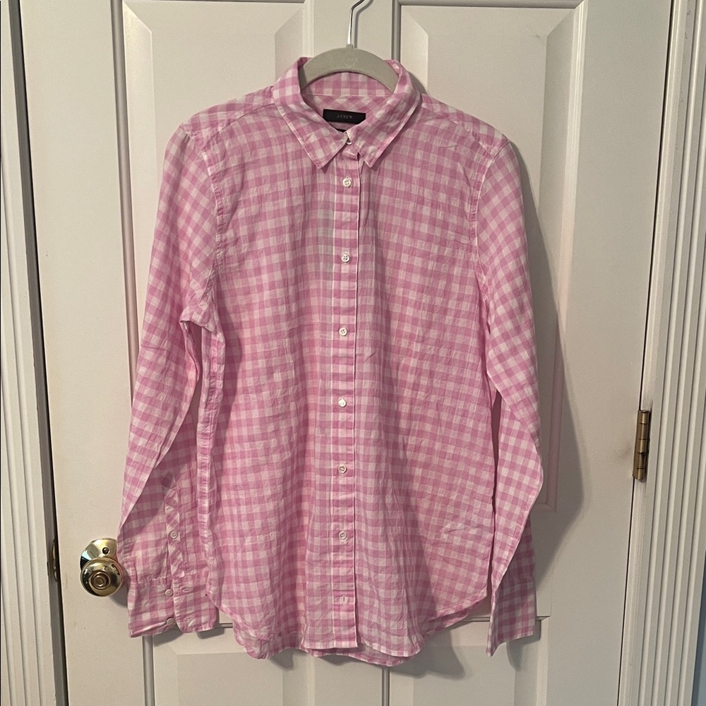 J.Crew Pink Gingham Button-down, NWT Size 6
